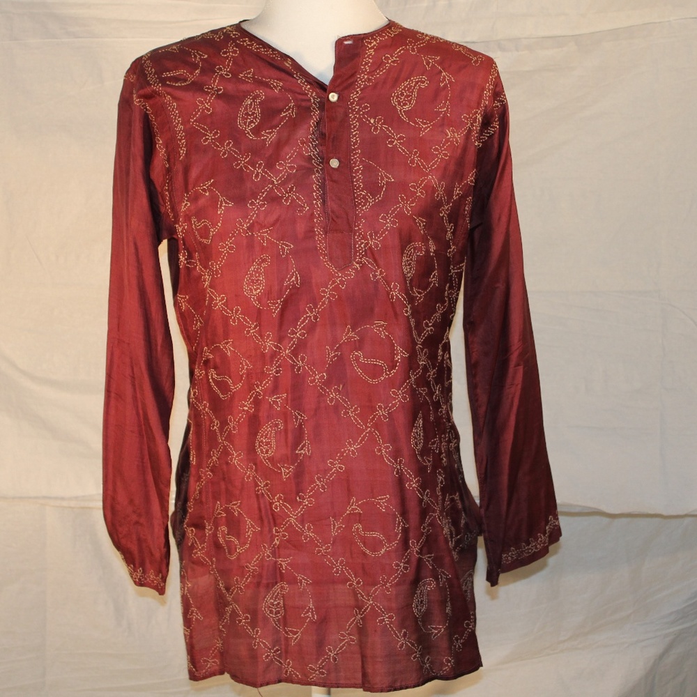 Maroon tunic with gold embroidery, medium